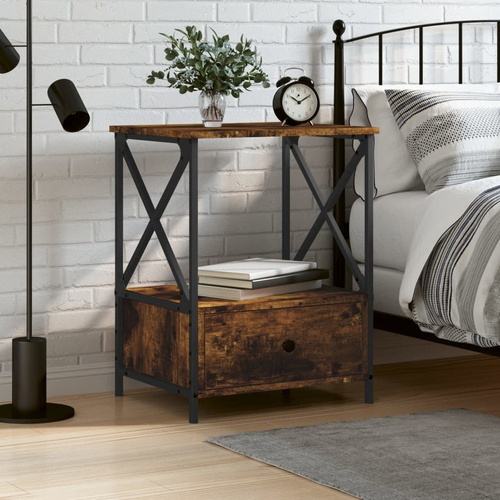 vidaXL Nightstand Smoked Oak 50x41x65 cm Engineered Wood