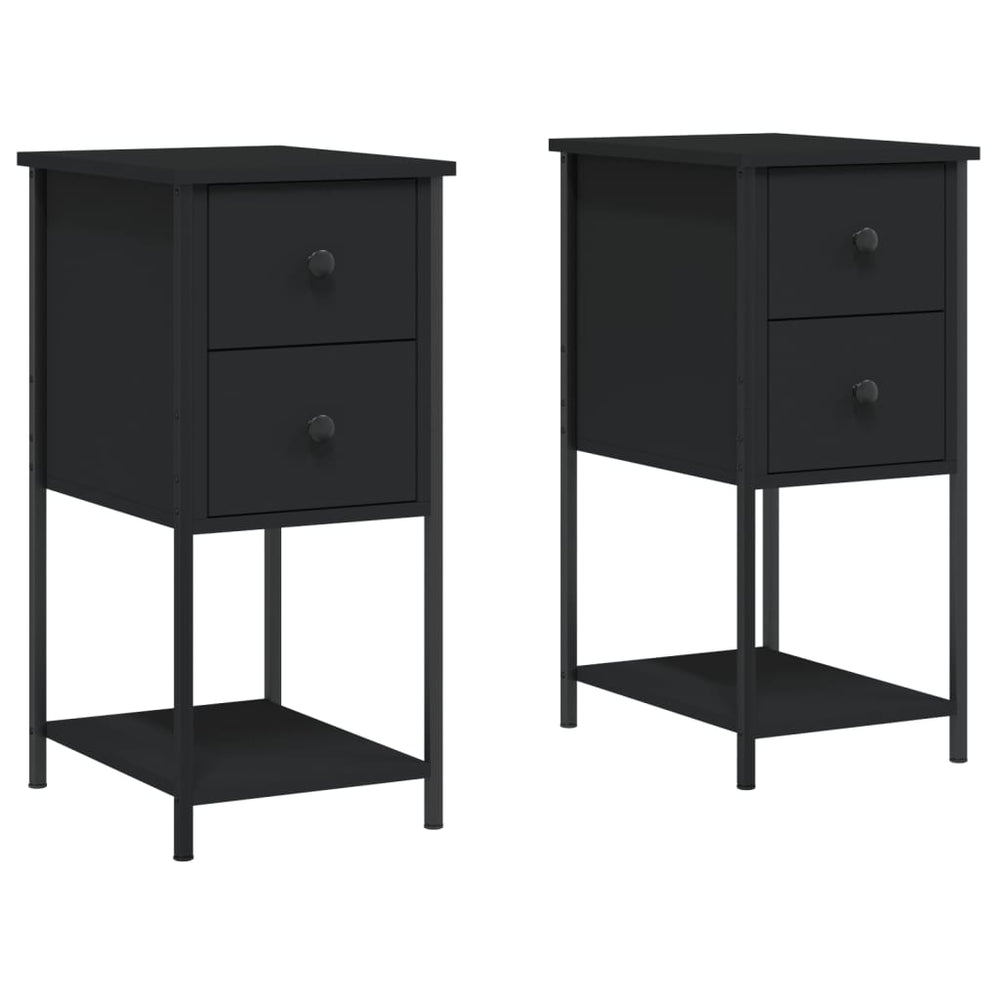 vidaXL Nightstands 2 pcs. Black 32x42x70 cm Engineered Wood
