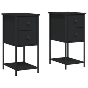 Nachttische Schwarz Holz 2er-Set