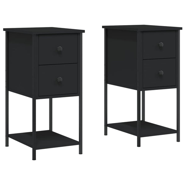 Nachttische Schwarz Holz 2er-Set