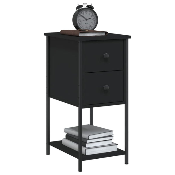 Nachttische Schwarz Holz 2er-Set