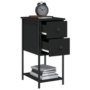 Nachttische Schwarz Holz 2er-Set
