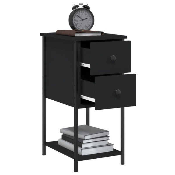 Nachttische Schwarz Holz 2er-Set