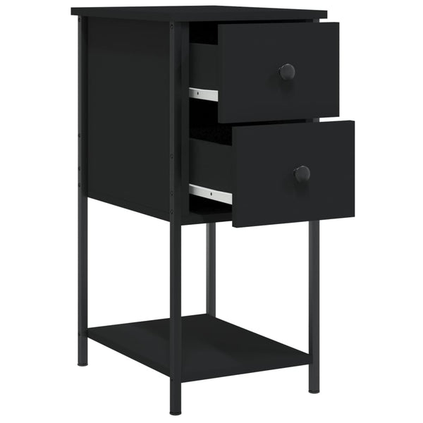 Nachttische Schwarz Holz 2er-Set