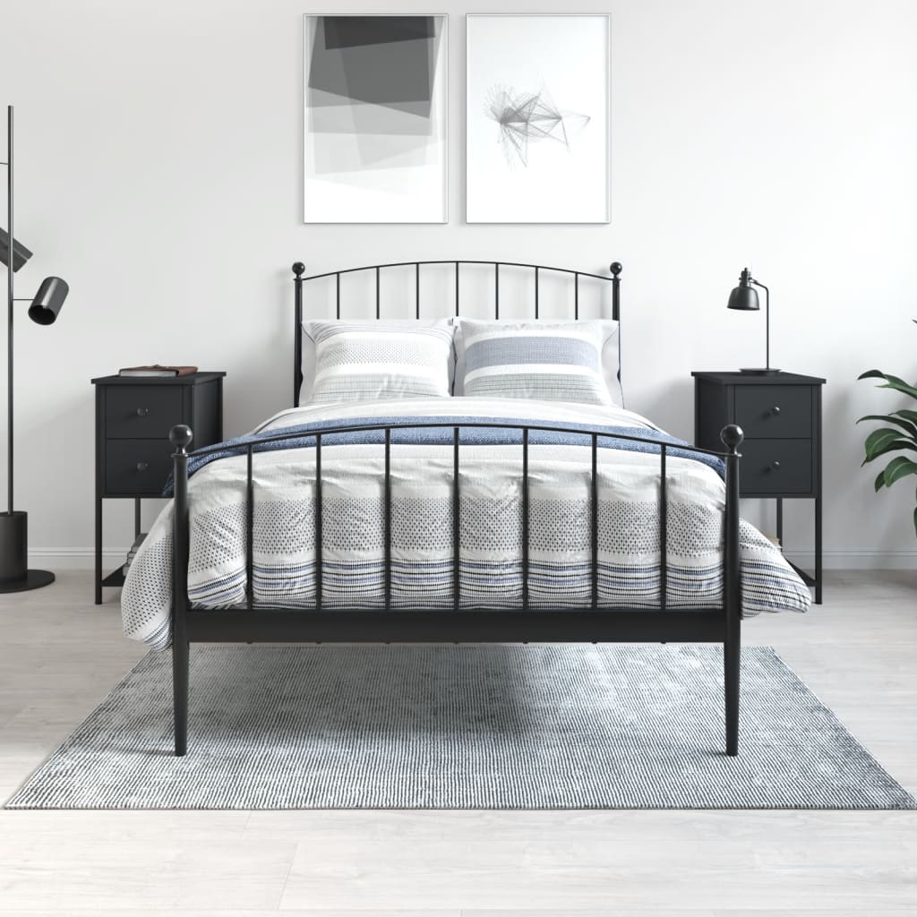 Nachttische Schwarz Holz 2er-Set