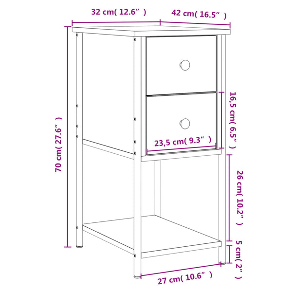 Nachttisch Grau Sonoma 32x42x70 cm