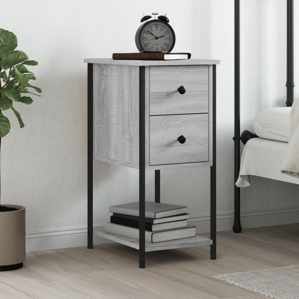 vidaXL Nightstand Gray Sonoma 32x42x70 cm Engineered Wood