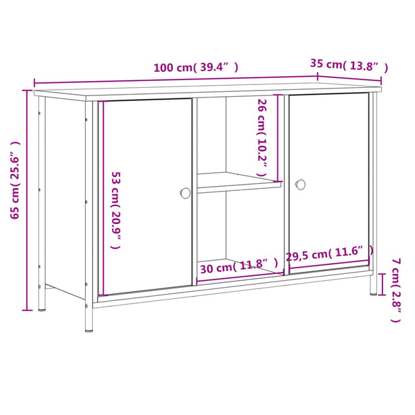 TV-Schrank Grau Sonoma-Eiche, 100 cm