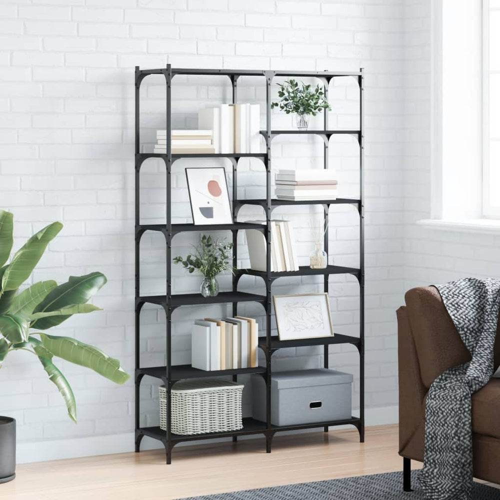 vidaXL Bibliothèque noire 100x32x170 cm Bois d'ingénierie et fer
