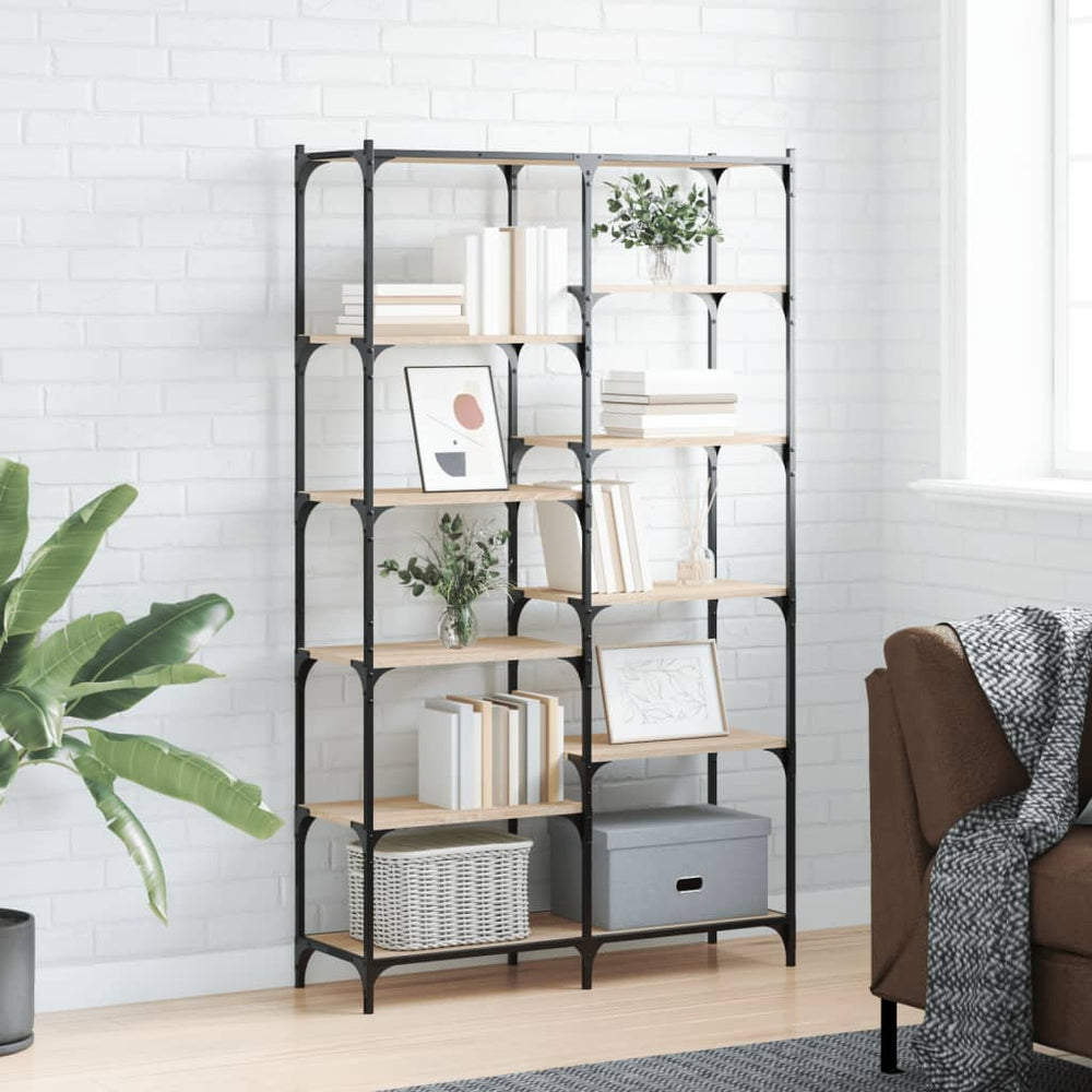 vidaXL Bibliothèque chêne sonoma 100x32x170 cm bois d'ingénierie et fer
