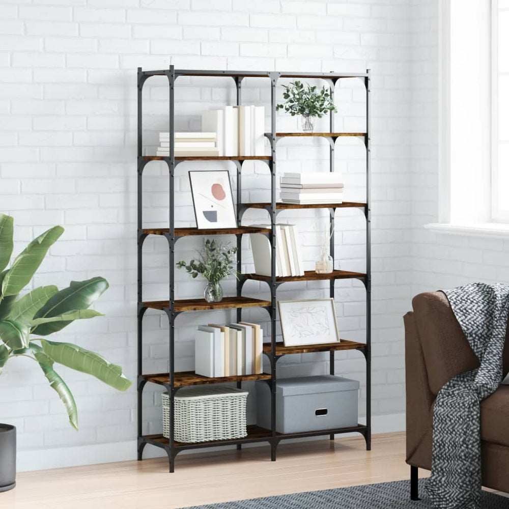 vidaXL Bibliothèque chêne fumé 100x32x170 cm Bois d'ingénierie et fer