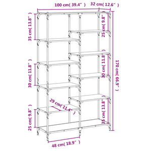 Bücherregal Grau Sonoma 100x32x170 cm