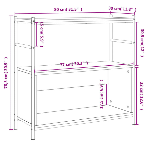 Bücherregal Grau Sonoma 80 cm
