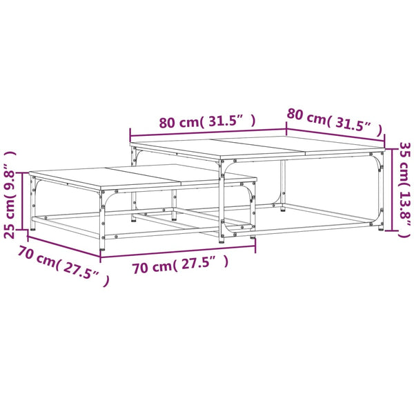vidaXL Tables gigognes 2 pcs Chêne Sonoma Bois d'ingénierie