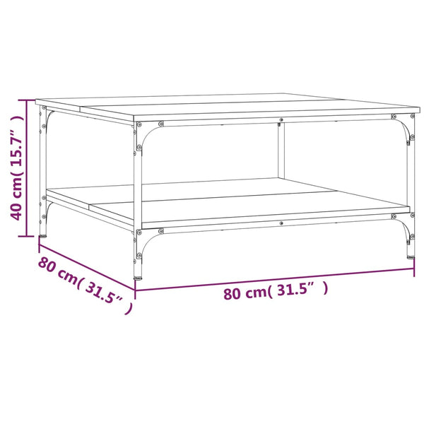 vidaXL Table basse chêne Sonoma 80x80x40 cm aggloméré