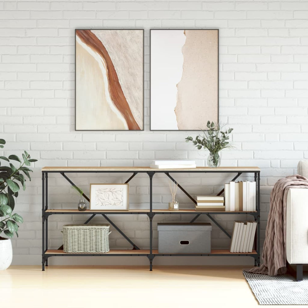 vidaXL Table console chêne sonoma 160x30x75 cm en bois d'ingénierie et fer