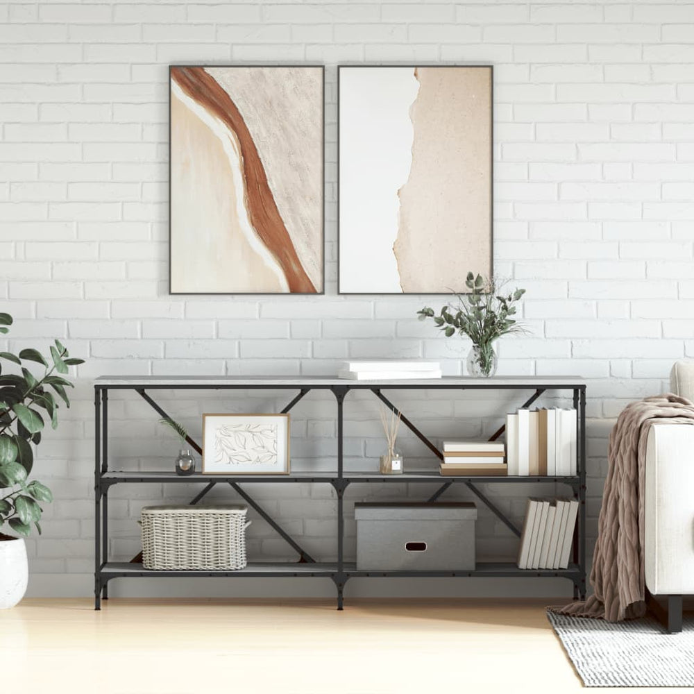 vidaXL Table console gris sonoma 160x30x75 cm Aggloméré et fer