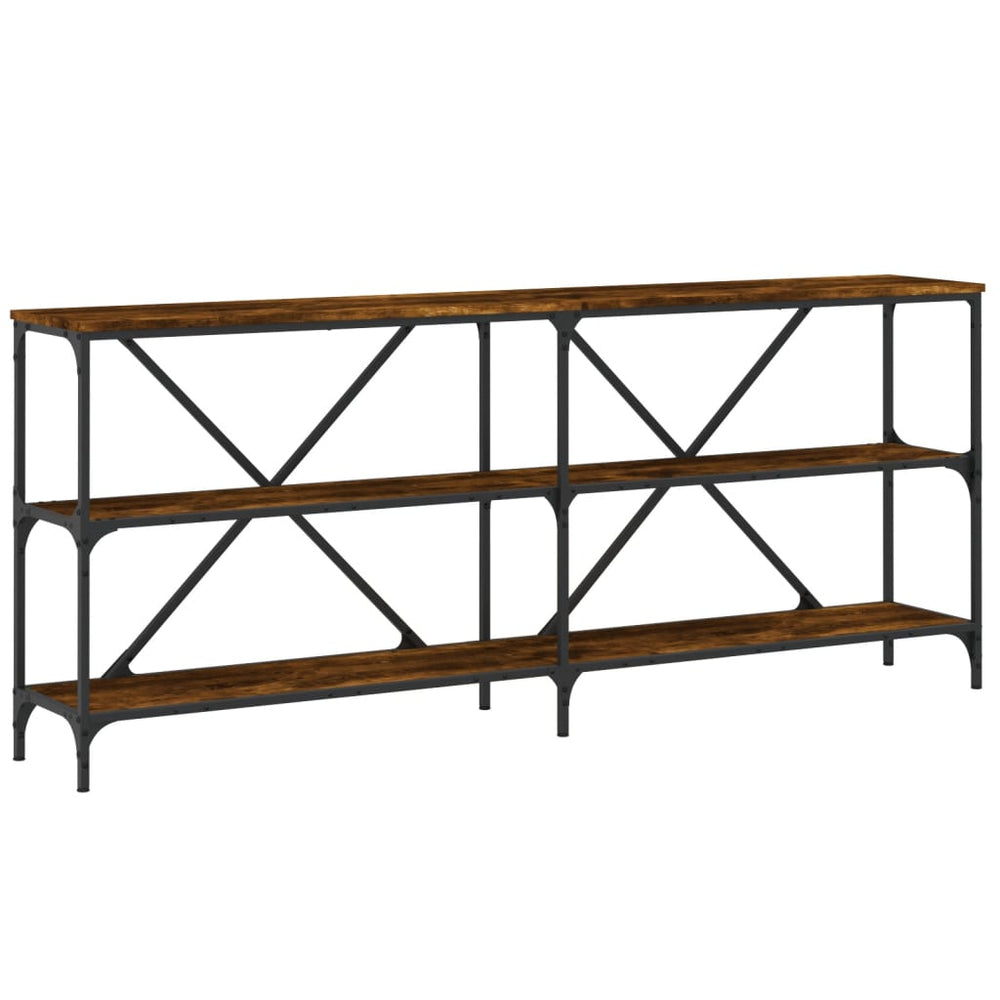 vidaXL Table console chêne fumé 180x30x75 cm Bois d'ingénierie et fer