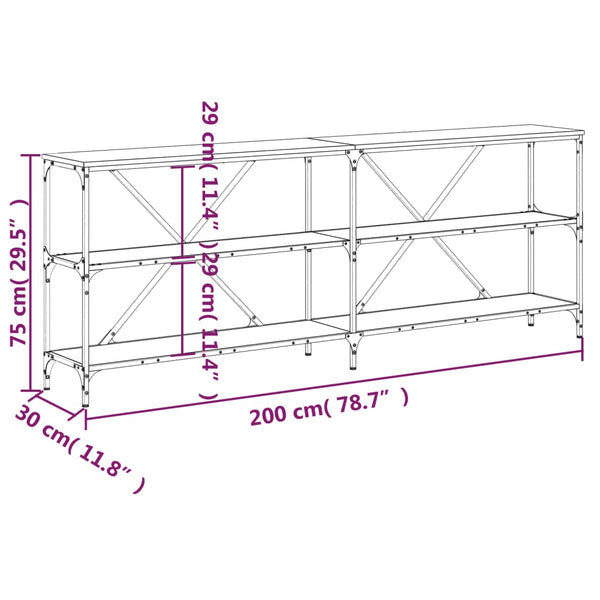Schwarzer Konsolentisch 200 cm