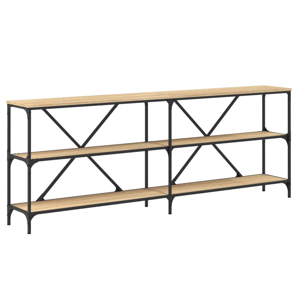 vidaXL Console chêne Sonoma 200x30x75 cm en bois d'ingénierie et fer