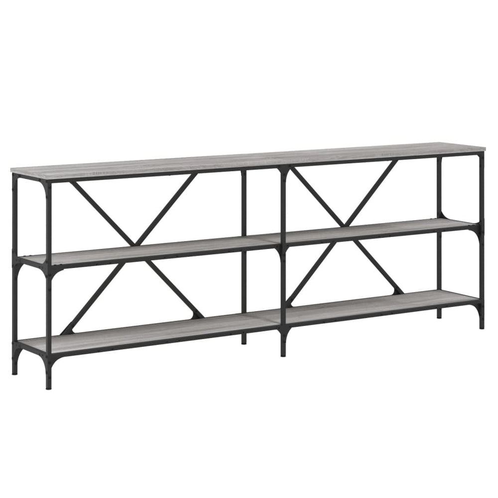 vidaXL Table console Gris Sonoma 200x30x75 cm Bois d'ingénierie et fer