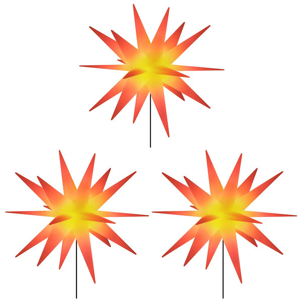 LED Weihnachtssterne mit Erdspießen, 3er Set