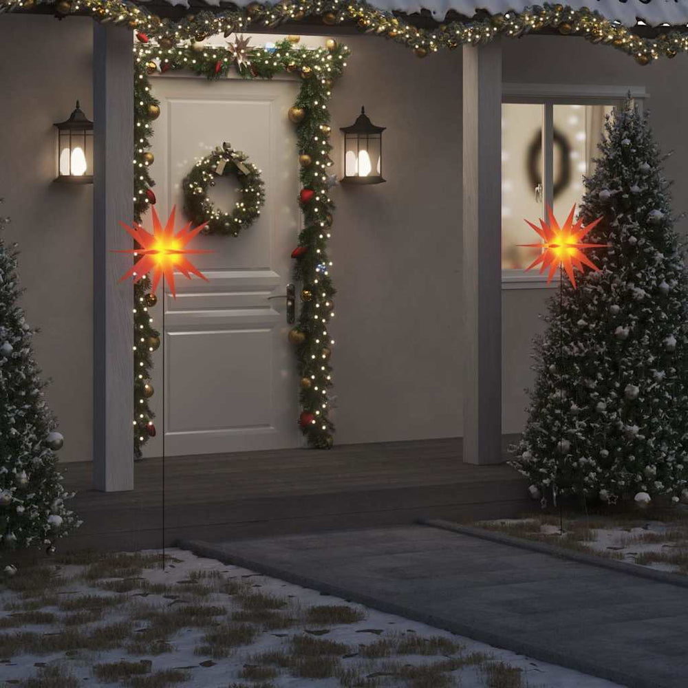 LED Weihnachtssterne mit Erdspießen, 3er Set