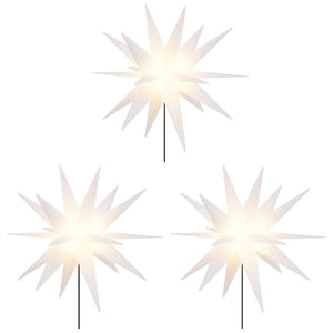 LED Weihnachtssterne mit Erdspießen, 3er Set