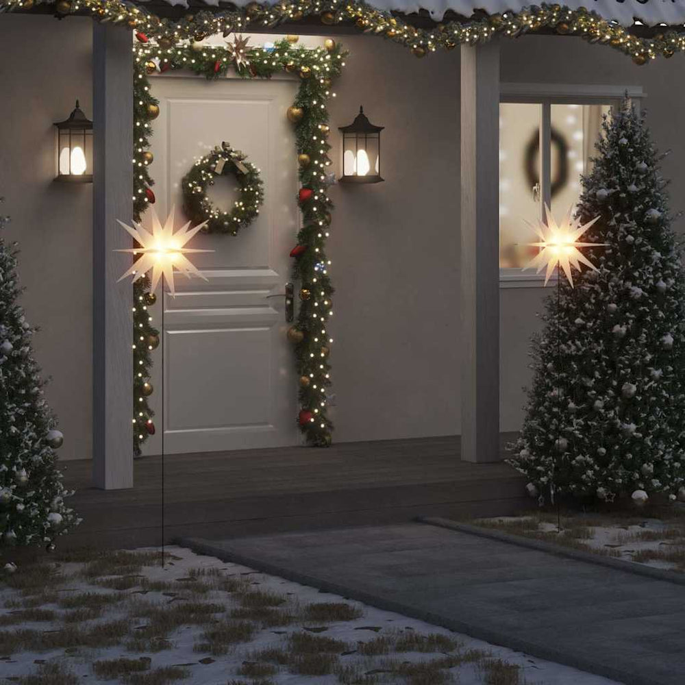 LED Weihnachtssterne mit Erdspießen, 3er Set