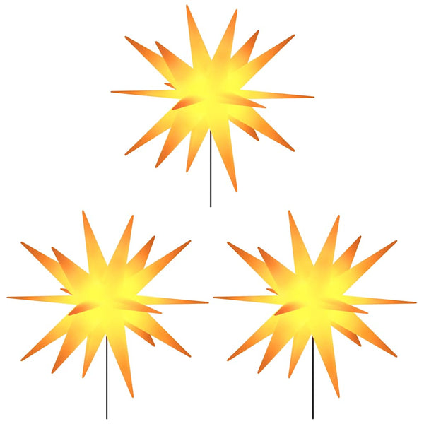 LED Weihnachtssterne mit Erdspießen, 3er Set