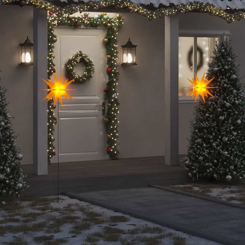 LED Weihnachtssterne mit Erdspießen, 3er Set