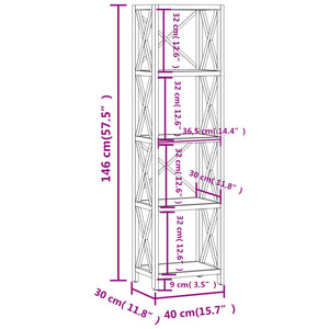 Massivholz Bücherregal Eiche 40x146cm