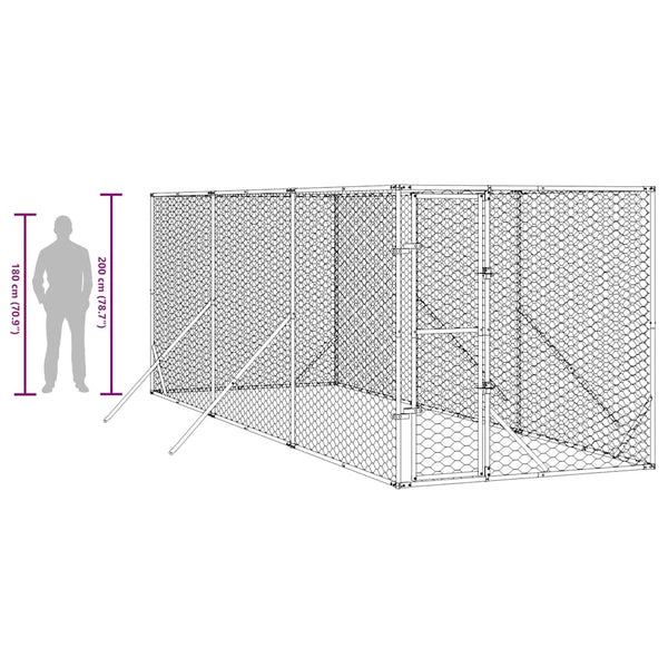 Outdoor-Hundezwinger 2x6x2 m Verzinkt