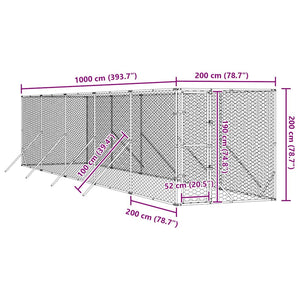 Verzinkter Outdoor Hundezwinger 2x10x2 m