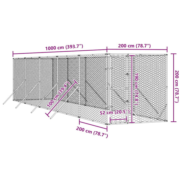Verzinkter Outdoor Hundezwinger 2x10x2 m