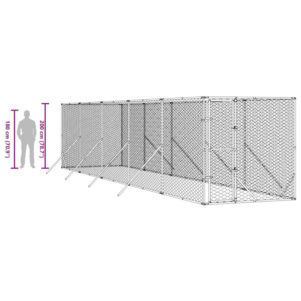 Verzinkter Outdoor Hundezwinger 2x10x2 m