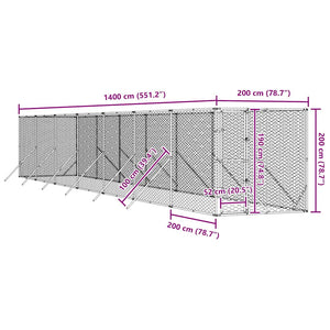 Verzinkter Outdoor-Hundezwinger 2x14x2 m