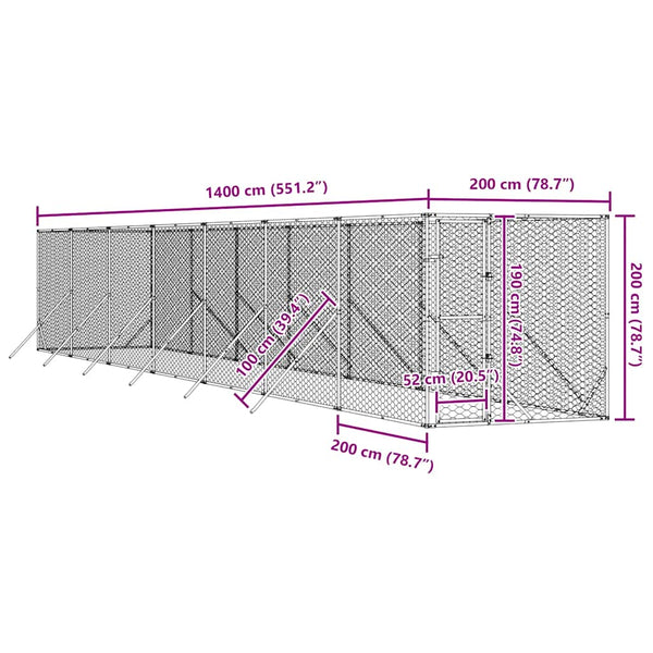 Verzinkter Outdoor-Hundezwinger 2x14x2 m