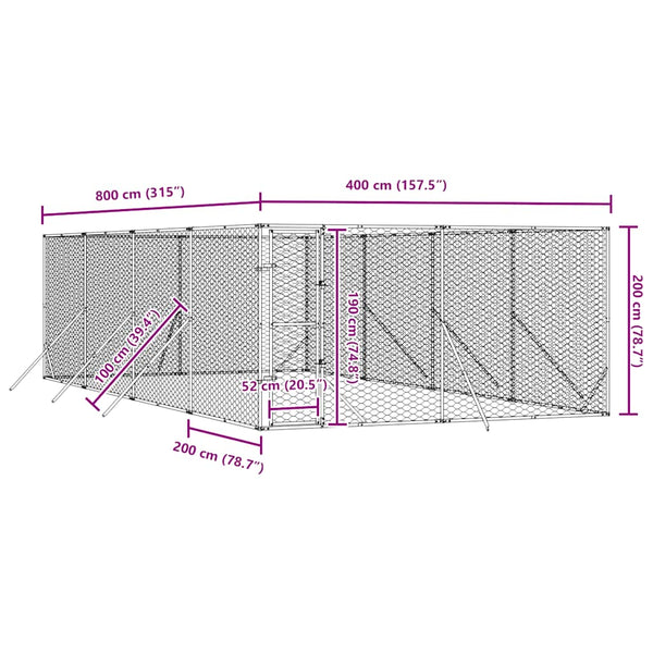 Verzinkter Outdoor-Hundezwinger 4x8x2 m