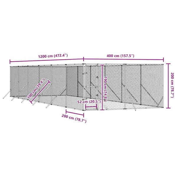 Outdoor-Hundezwinger Verzinkt 4x12x2 m