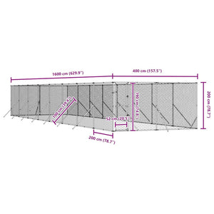 Verzinkter Outdoor-Hundezwinger 4x16x2 m
