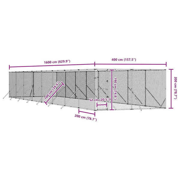 Verzinkter Outdoor-Hundezwinger 4x16x2 m