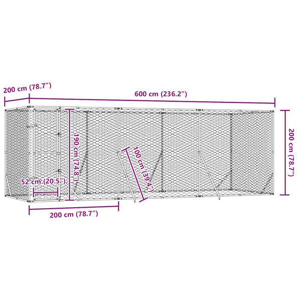 Outdoor Hundezwinger 6x2x2 m Verzinkt