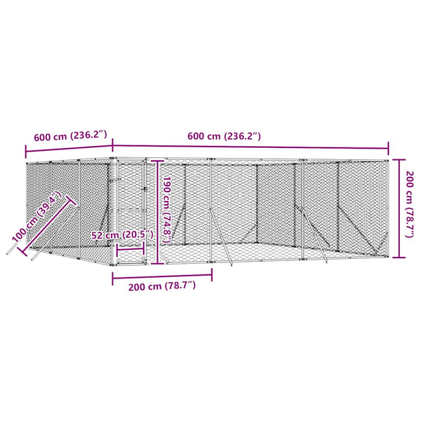 Outdoor Hundezwinger 6x6x2 m Verzinkt