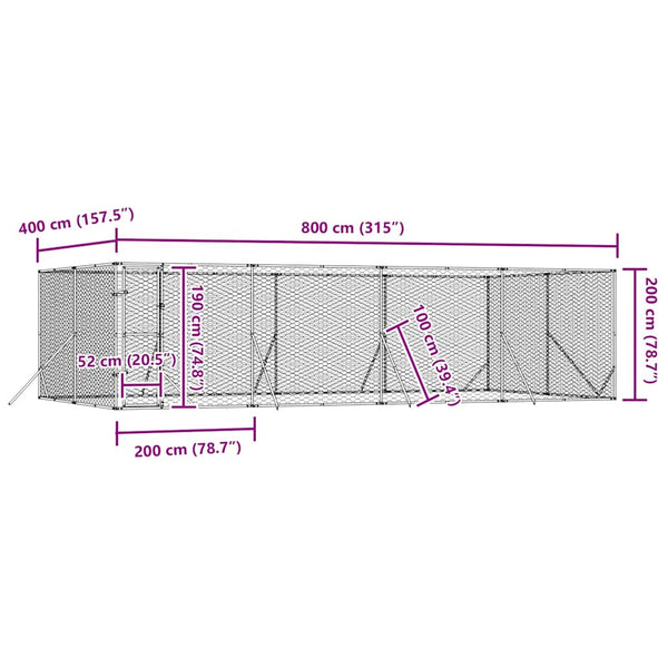 Outdoor Hundezwinger 8x4x2m Verzinkt
