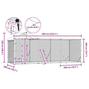 Hundezwinger mit Dach 6x2x2,5m Verzinkt