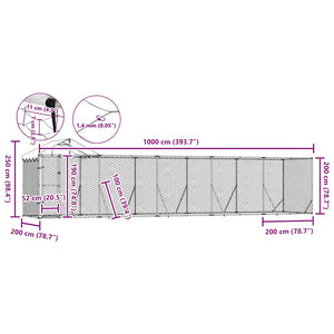 Outdoor Hundezwinger mit Dach 10x2x2,5m