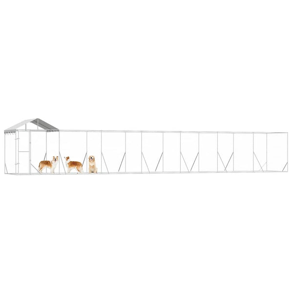 Verzinkter Outdoor-Hundezwinger mit Dach 14x2x2,5m