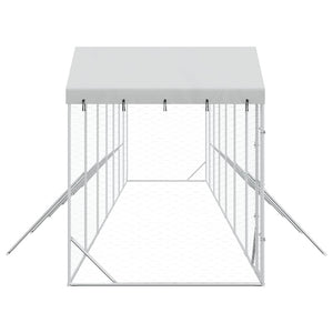 Verzinkter Outdoor-Hundezwinger mit Dach 14x2x2,5m