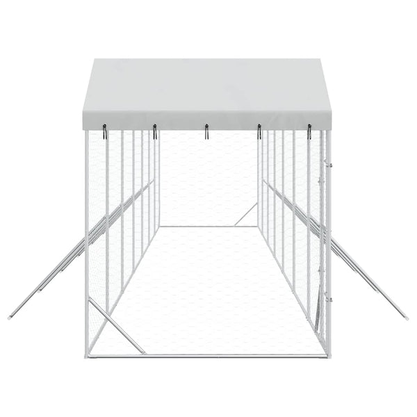 Verzinkter Outdoor-Hundezwinger mit Dach 14x2x2,5m